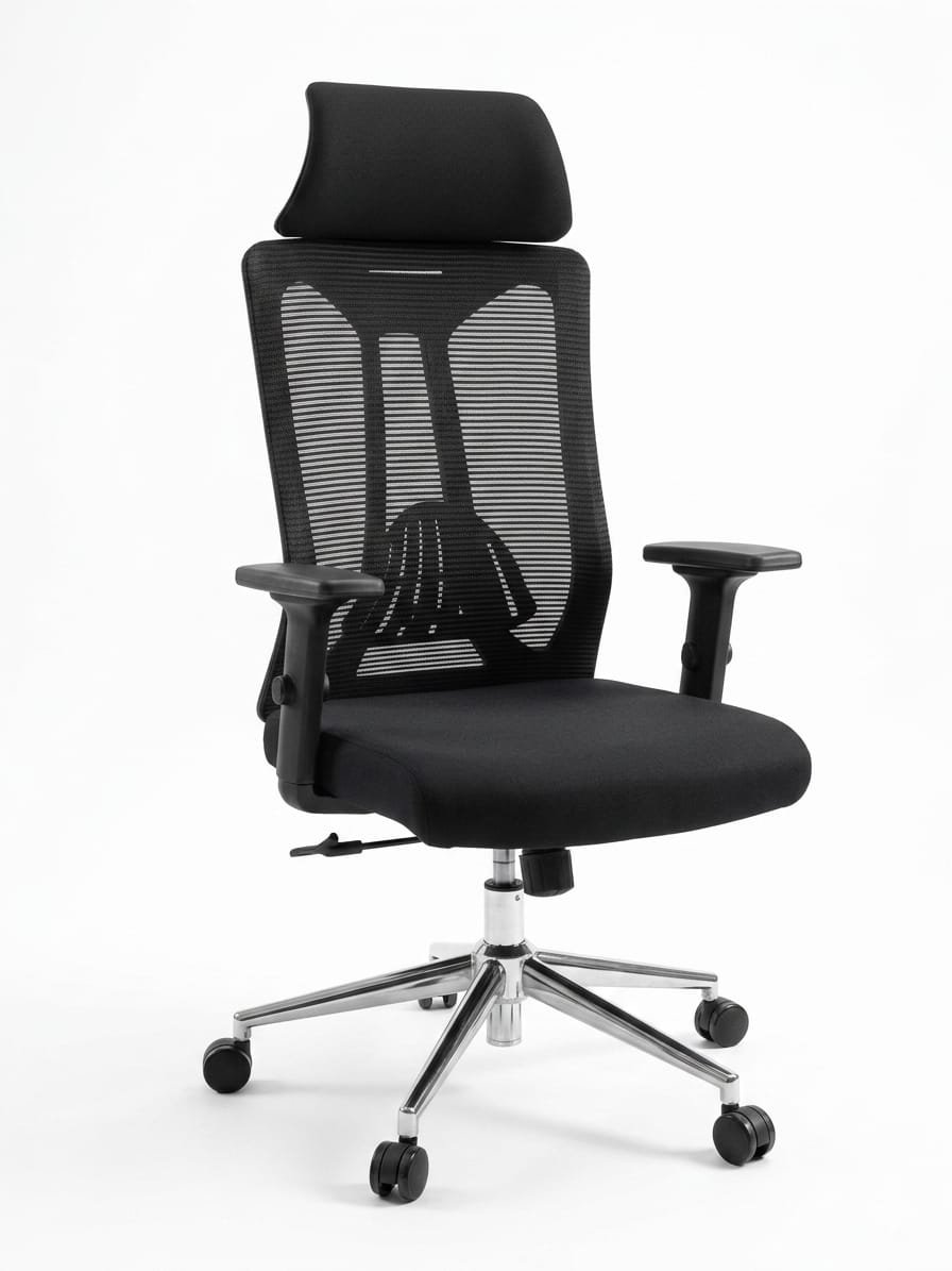 Office Chair High Back With Aluminum Base-BK