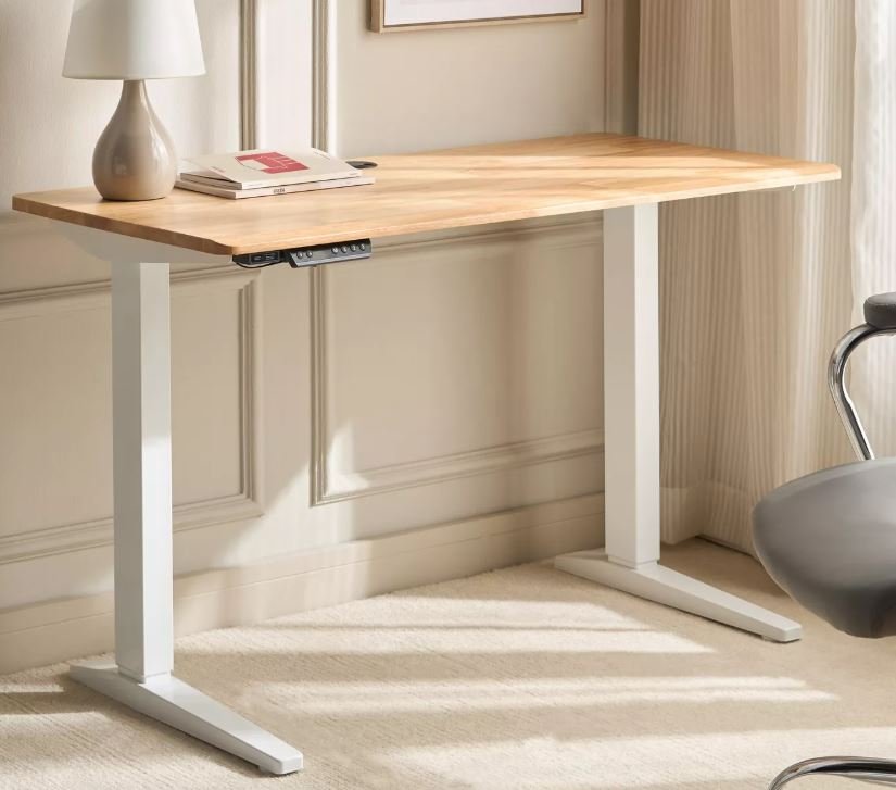 FLEXISPOT SIT STAND DESK FQ2-1260 W120XD60CM, SINGEL MOTOR 2 STAGE, 40kg,10mm/s (WHITE FRAME+MAPLE TABLETOP) FQ2-1260WM