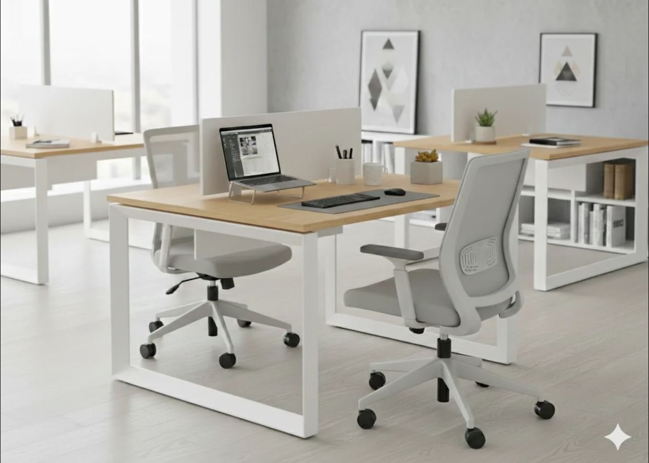 Workstation cluster of 2 face to face 120x160x75cm
