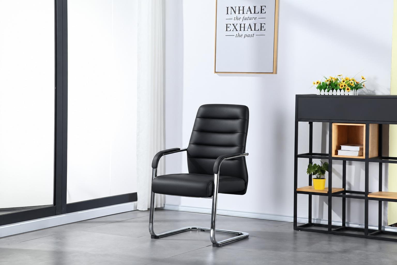 Visitor Chair Black Leather seat