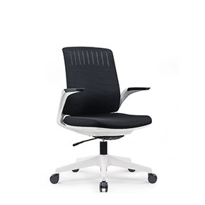 Office Chair mid-back white base with black seat & back ZCH-316B-WHBK
