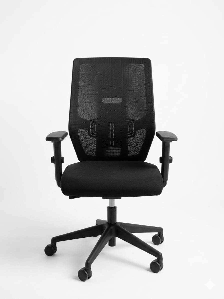 Office Mesh Chair Mid Back With Nylon Base-BK